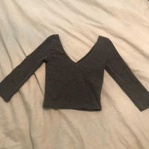 V neck lace detail crop top XS